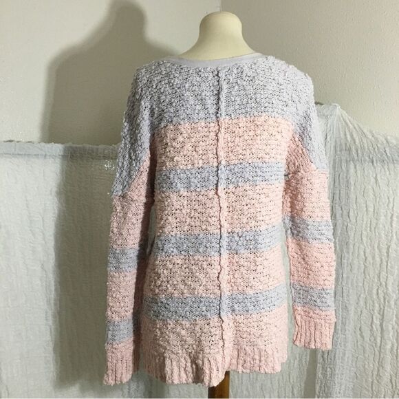 Free People Pastel Knit Striped Sweater Top Size M - Picture 4 of 9